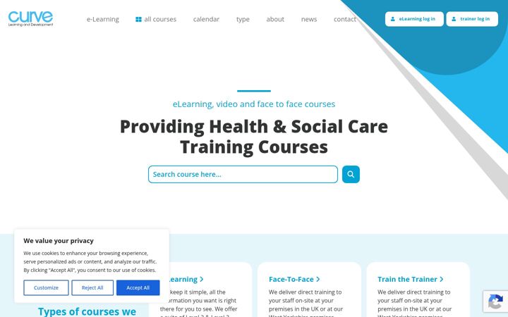 Screenshot of curvelearning.org.uk