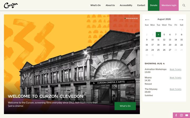 Екранна снимка на curzon.org.uk