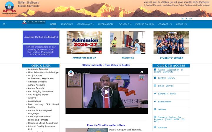 Screenshot of cus.ac.in