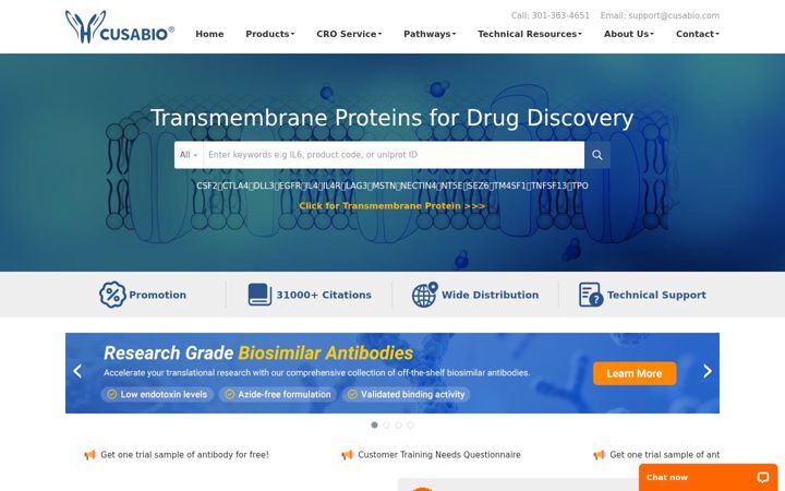 Screenshot of cusabio.com