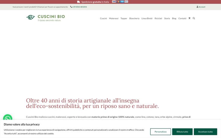 Screenshot of cuscinibio.it