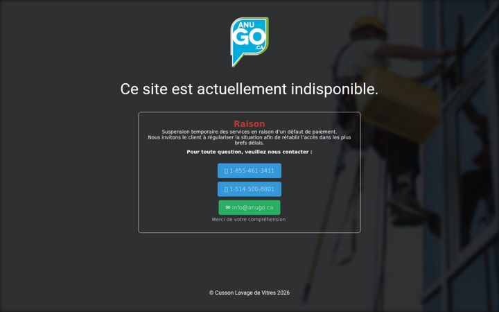 Screenshot stránky cussonlavagedevitres.ca
