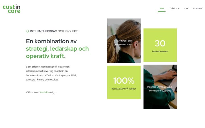 Screenshot of custincore.se