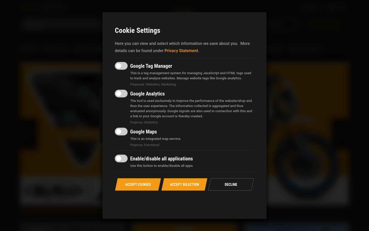 Captura de pantalla del banner de consentimiento mostrado antes de cualquier interacción