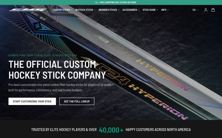 Screenshot of custom-hockeysticks.com
