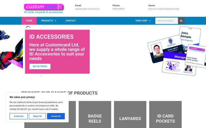 Екранна снимка на custom-id-cards.co.uk