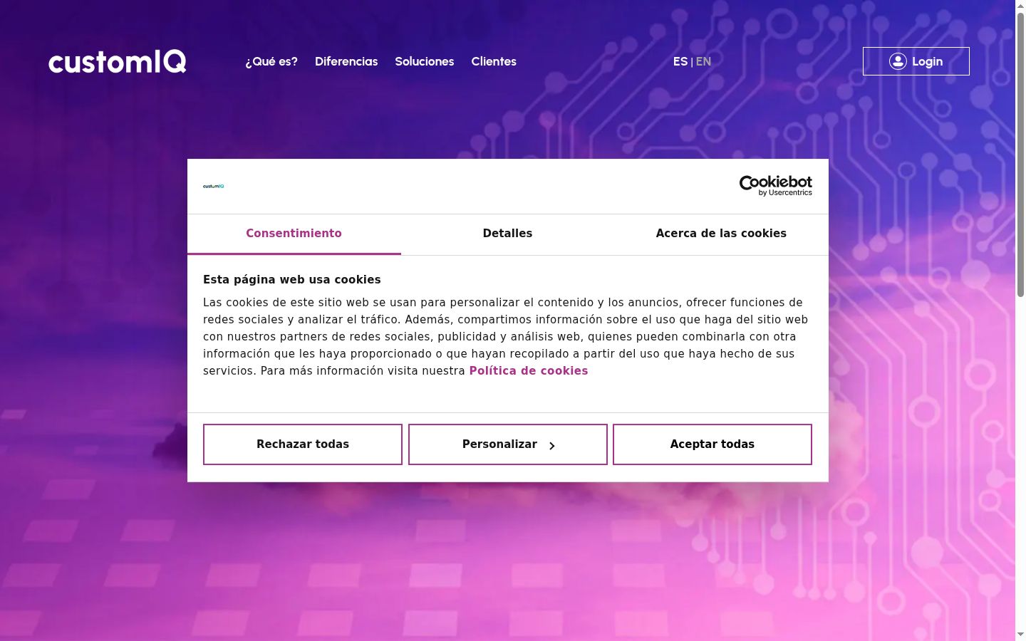 Screenshot of the consent banner shown before any interaction