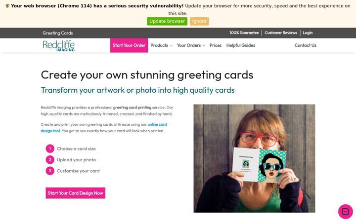 Екранна снимка на custom-printed-cards.co.uk