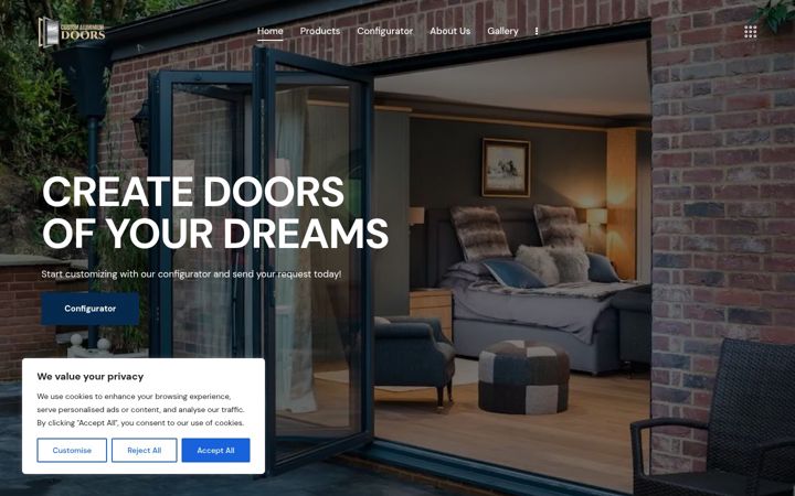 Screenshot of customaluminiumdoors.co.uk