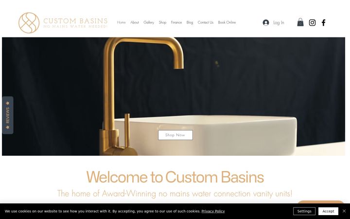 Екранна снимка на custombasins.co.uk