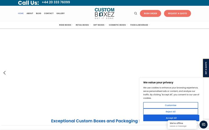 Screenshot of customboxez.co.uk