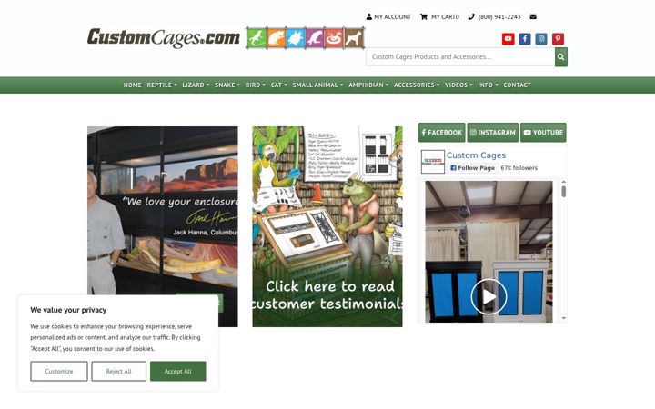 Screenshot of customcages.com