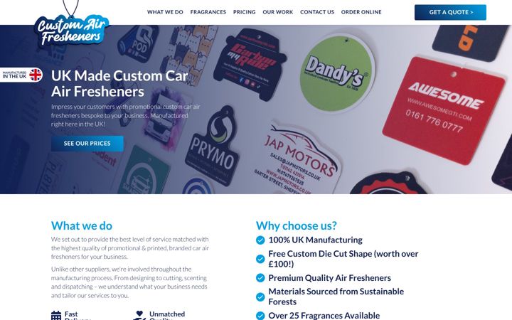 Screenshot of customcarairfresheners.co.uk