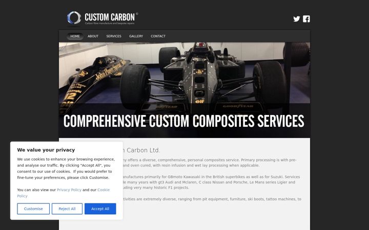 Screenshot of customcarbon.co.uk