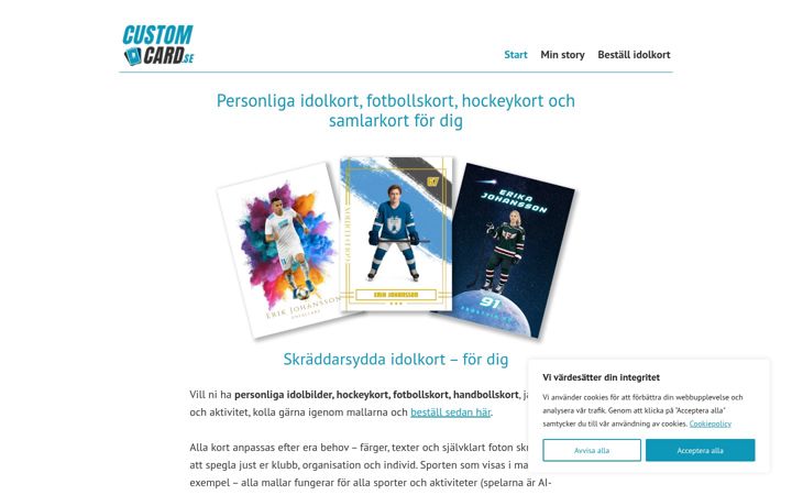 Screenshot of customcard.se
