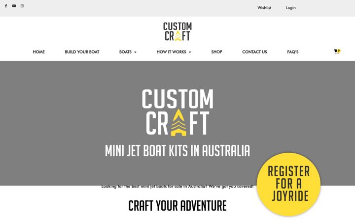 Posnetek zaslona customcraftminijets.com.au