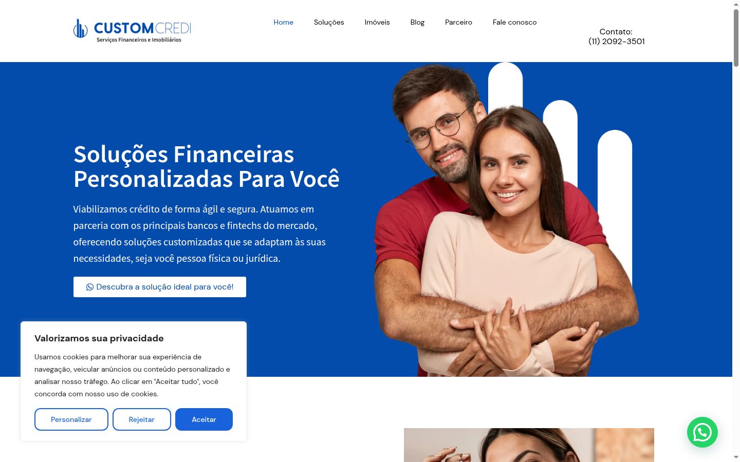Screenshot del banner di consenso mostrato prima di qualsiasi interazione