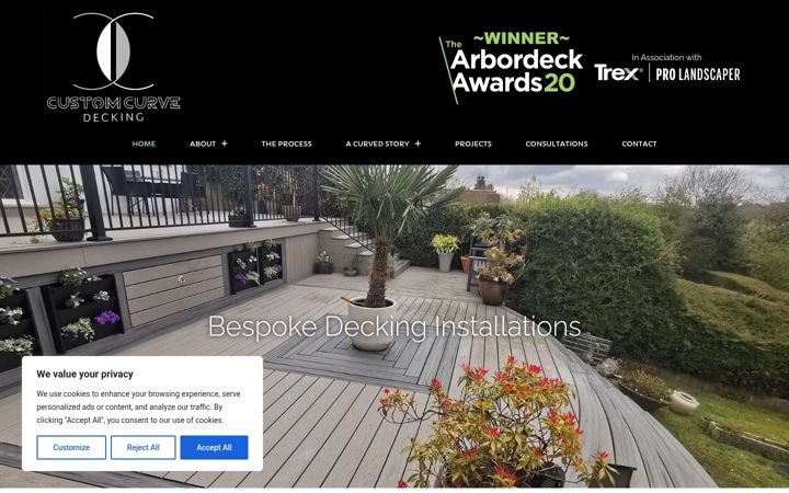 Screenshot of customcurvedecking.co.uk
