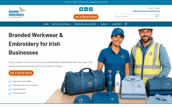 Screenshot of customembroidery.ie