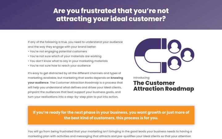 Skærmbillede af customerattractionroadmap.co.uk