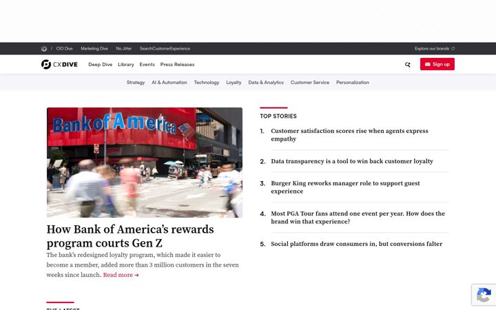 Screenshot van customerexperiencedive.com