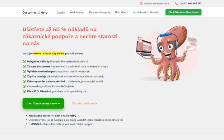 Skärmbild av customerhero.cz