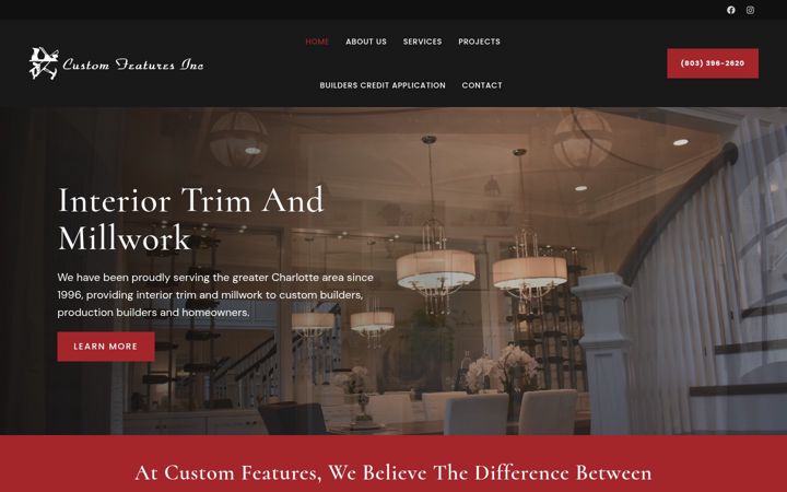 Screenshot of customfeatures.net