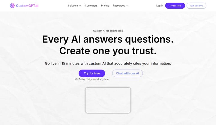 Screenshot of customgpt.ai