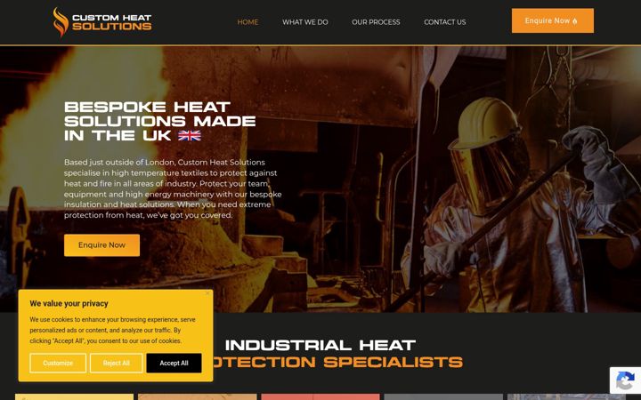 Skærmbillede af customheatsolutions.co.uk