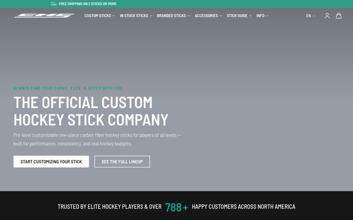 Screenshot of customhockeysticks.ca