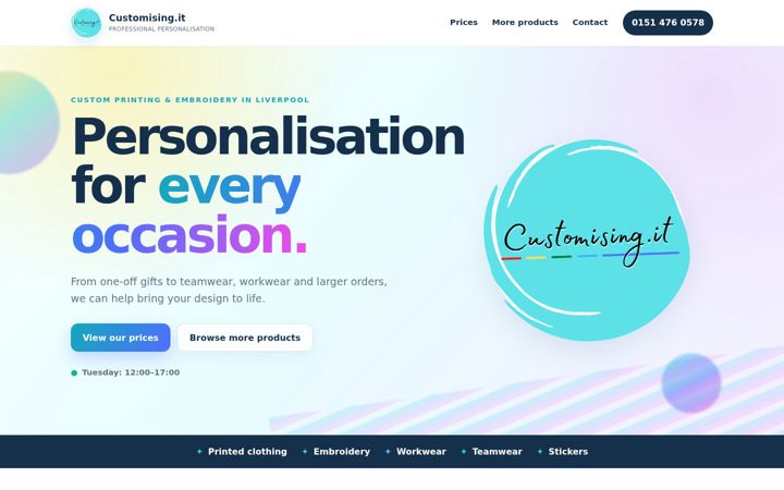 Screenshot of customising.it