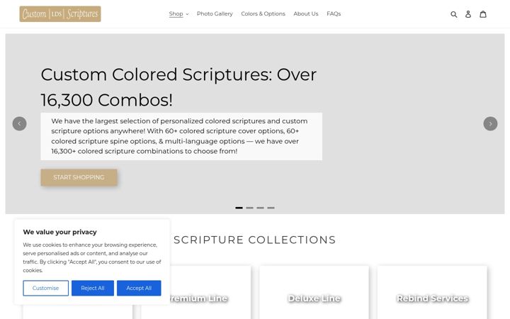 Screenshot of customldsscriptures.com