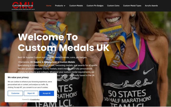 Screenshot von custommademedals.co.uk
