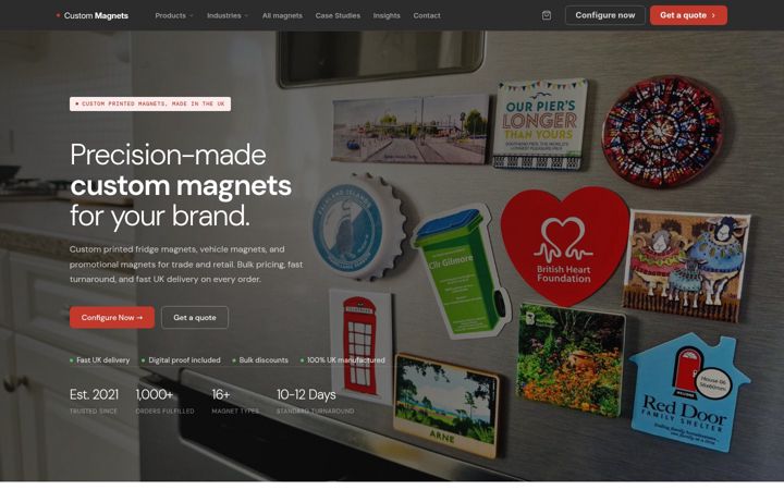 Screenshot von custommagnets.co.uk