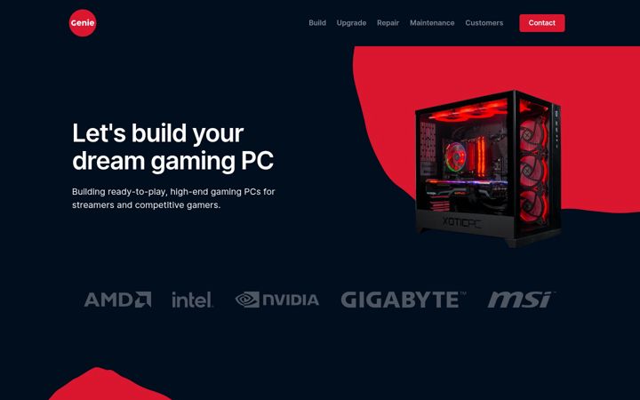 Screenshot of custompcgenie.co.uk