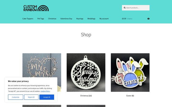 Screenshot of customrainbow.co.uk