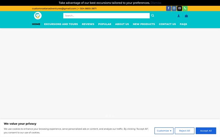 Screenshot of customroatanadventures.com