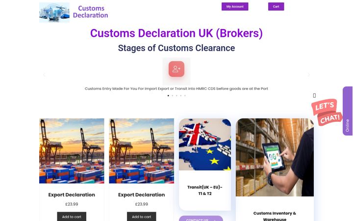 Skærmbillede af customs-declaration.co.uk