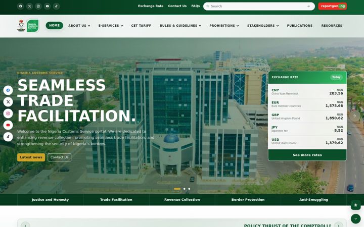 Screenshot of customs.gov.ng