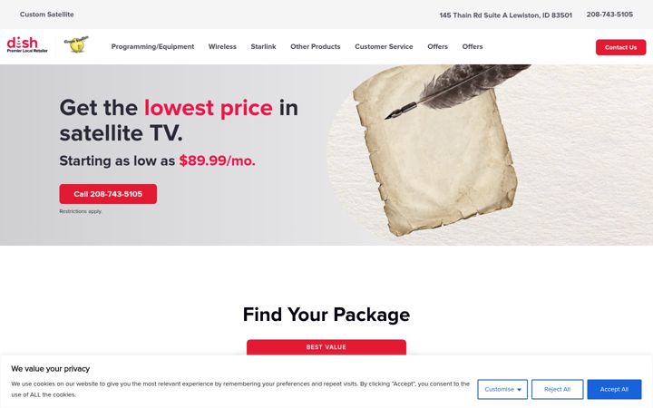 Screenshot of customsat.com