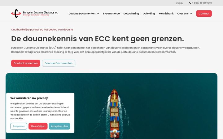 Screenshot of customsclearance.nl