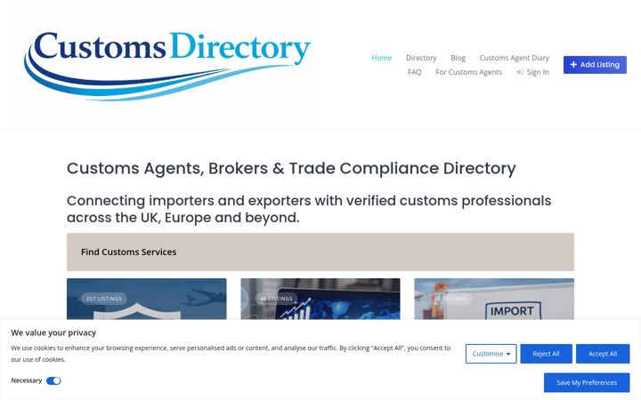 Screenshot of customsdirectory.com