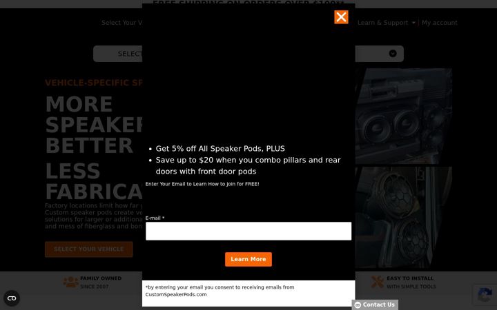 Screenshot of customspeakerpods.com