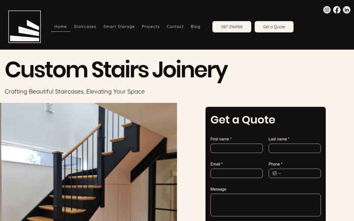Screenshot of customstairs.ie