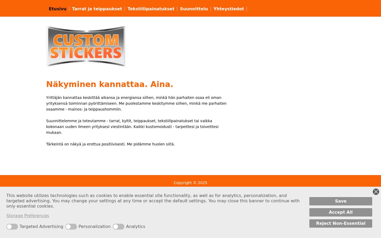 Screenshot del banner di consenso mostrato prima di qualsiasi interazione