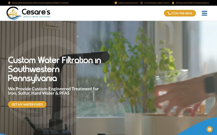 Screenshot of customwaterfiltration.com