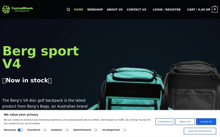 Screenshot of customwheelsdiscsports.com