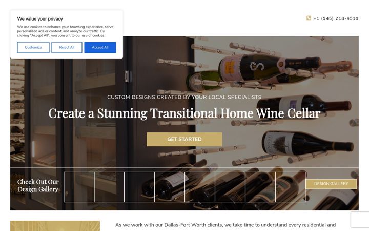 Screenshot of customwinecellarsdallas.com