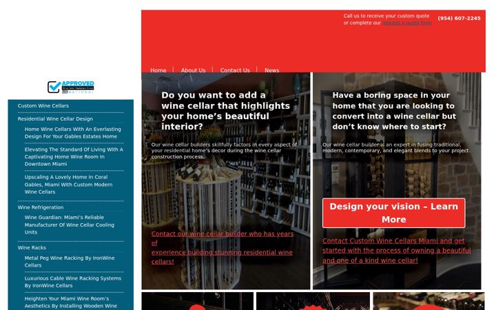 Screenshot of customwinecellarsmiami.com