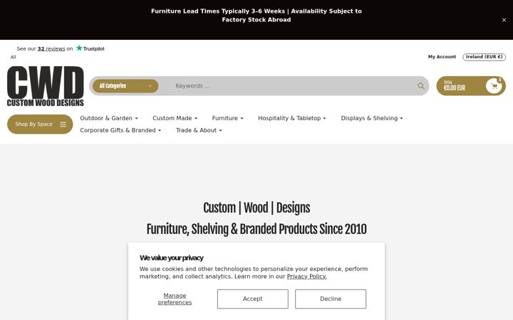 Screenshot van customwooddesigns.ie